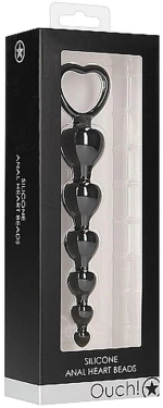 Ouch Anal Heart Beads - Black
