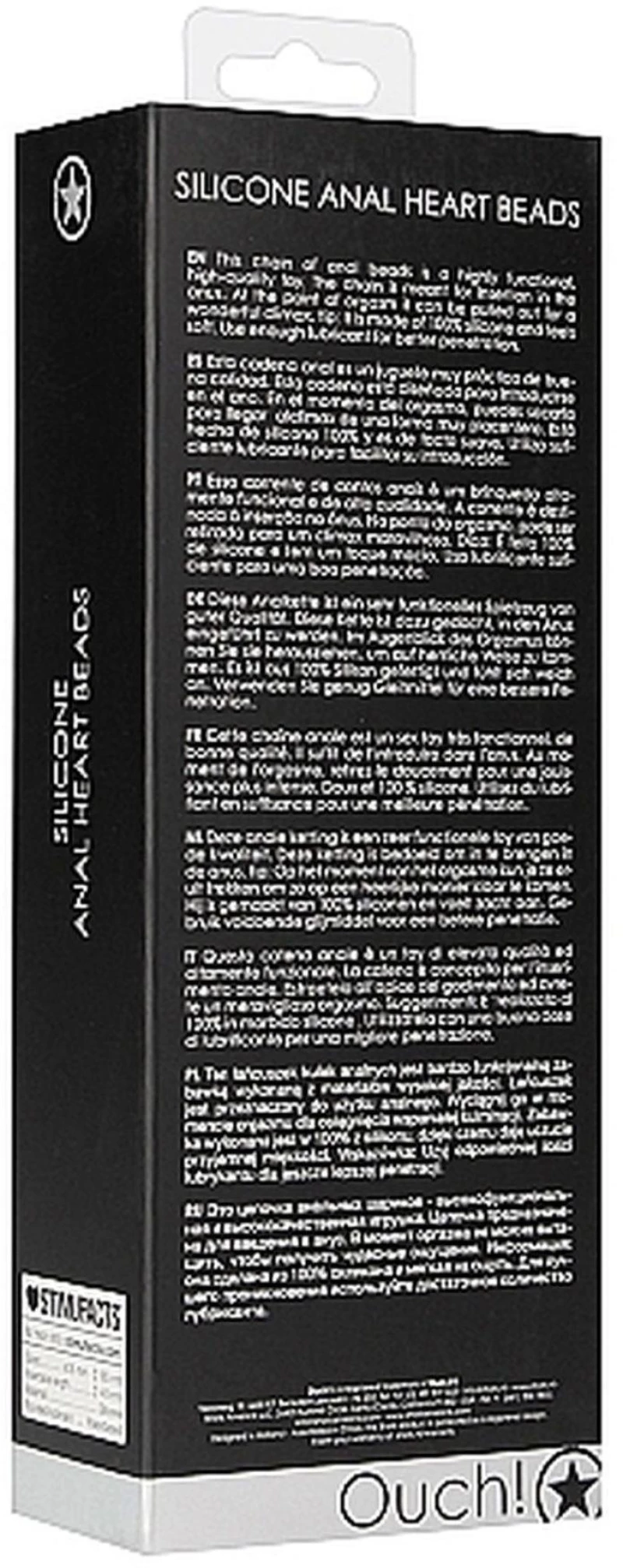 Ouch Anal Heart Beads - Black