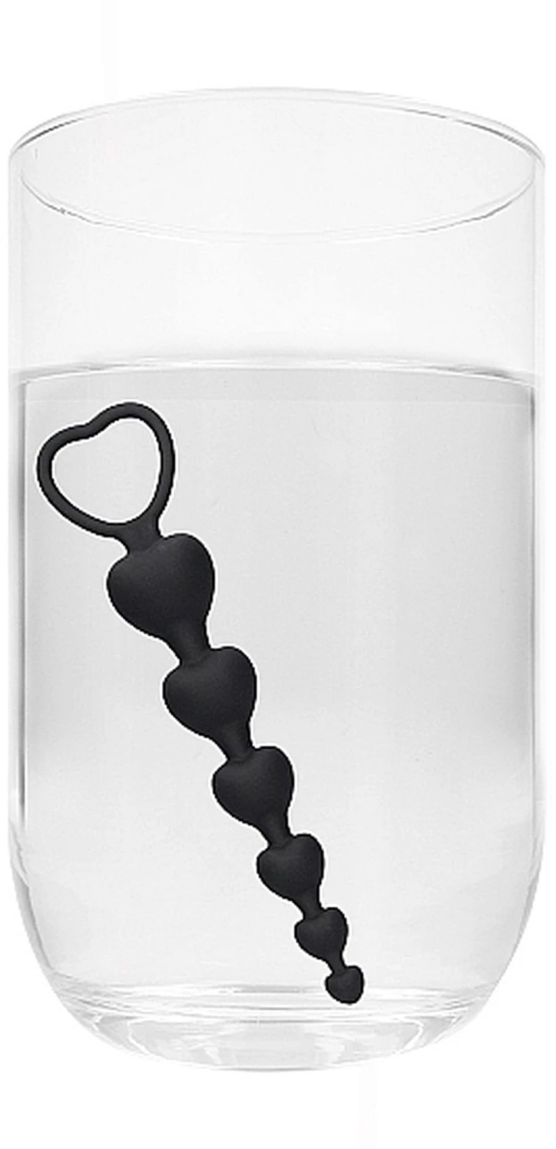 Ouch Anal Heart Beads - Black