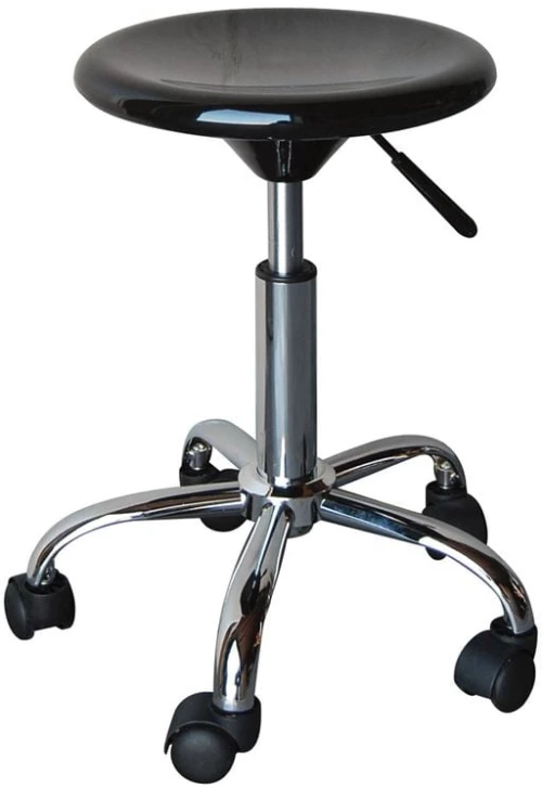 GLORY Σκαμπό, Βάση Χρώμιο, ABS Μαύρο, Ρυθμιζόμενο Ύψος, Περιστρεφόμενο, Τροχήλατο