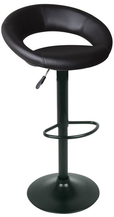 BELT Σκαμπό BAR με Πλάτη, Μέταλλο Βαφή Μαύρο, PU Μαύρο, Ρύθμιση Ύψους, Περιστρεφόμενο