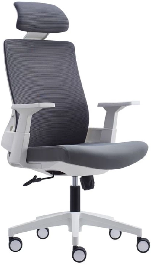 BF8900 Πολυθρόνα Γραφείου Διευθυντή, Άσπρο - Γκρι, Mesh Γκρι, Ύφασμα Γκρι