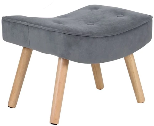 ALMA Σκαμπό - Υποπόδιο, Ύφασμα Velure Γκρι, Πόδια Φυσικό, K/D