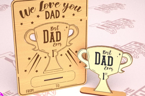 Intra απο ξύλο plywood 3mm-4mm πάχος - Ξύλινη κάρτα για τη γιορτή του πατέρα | Ευχετήρια κάρτα Δίασταση 10x15 cm INTRAFABR-97722401