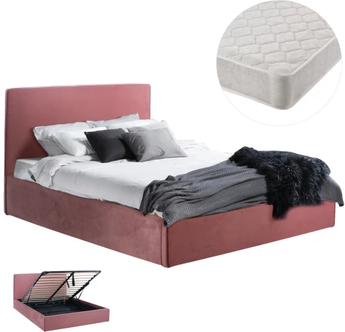 ΚΡΕΒΑΤΙ ΔΙΠΛΟ & ΣΤΡΩΜΑ ALLIE HM21273.02 ΣΑΠΙΟ ΜΗΛΟ ΒΕΛΟΥΔΟ ΜΕ ΑΠΟΘ.ΧΩΡΟ--ΓΙΑ 160x200εκ