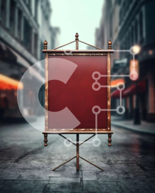 Intra Συλλεκτικό Ξύλινο Παζλ Plywood  4mm - Κενός πίνακας διαφημίσεων στη γωνία του δρόμου στην πολυσύχναστη πόλη Σε Ξύλινο Κουτί - Διαστάσεις Puzzle: 10x10 cm – 25 κομμάτια