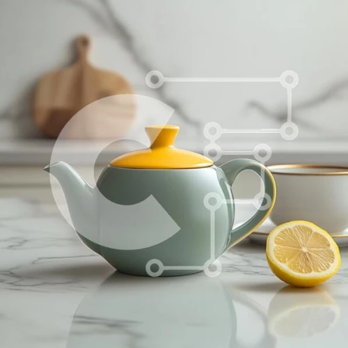 Intra Συλλεκτικό Ξύλινο Παζλ Plywood  4mm - Κομψή Τσαγιέρα με Λεμόνι Σε Ξύλινο Κουτί - Διαστάσεις: 10x10 cm – 25 κομμάτια