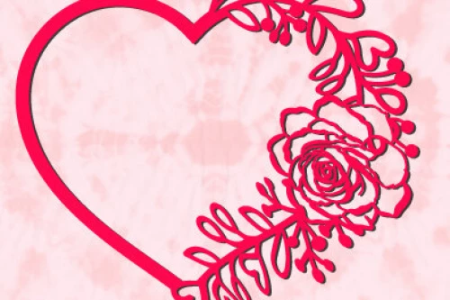 Intra απο ξύλο plywood 3mm-4mm πάχος – Κορνίζα για την ημέρα του Αγίου Βαλεντίνου Heart Rose1388 Δίασταση  20x20 cm INTRAFABR-115419348