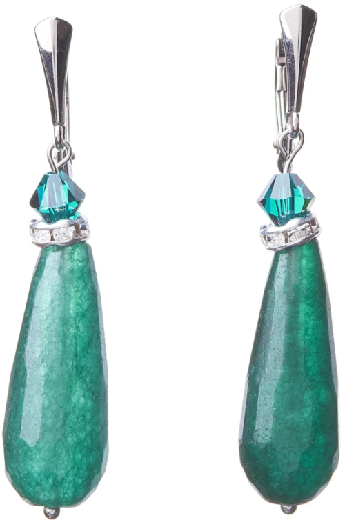 Drop Silver Earrings - Emerald
