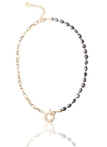 Black Pearls and Chain Necklace