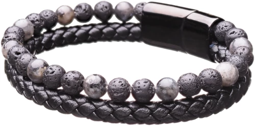 Double Leather and Gemstone Bracelet