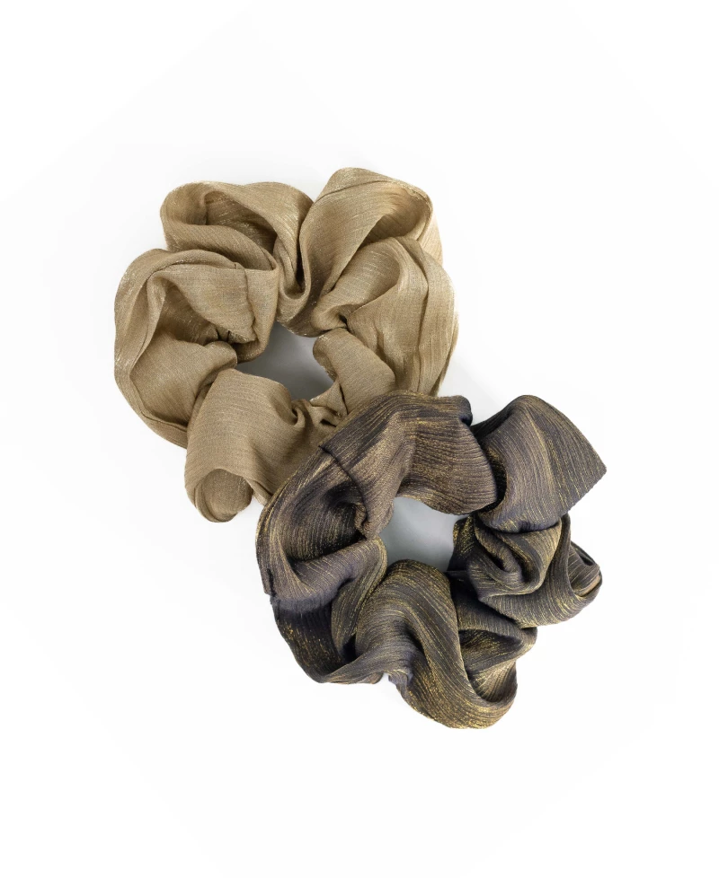 Λαστιχάκι Μαλλιών Scrunchie Ανάγλυφο Σατέν HBE646-3-Χρυσό