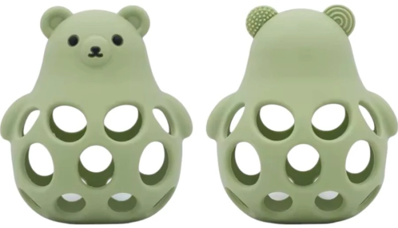 Green, Teddy bear, παιχνίδι-μασητικό οδοντοφυΐας, Queen Mother, (10,5x7,5εκ)