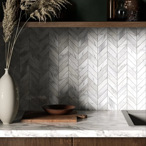 Ivy Space 23x30.5cm Πλακάκι Chevron Calacatta Cremo Γυαλιστερό