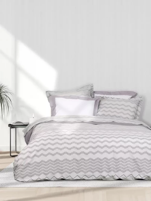 Σετ Παπλωματοθήκη Jeymour Γκρι Υπέρδιπλη (1 x 220x240 + 2 Μαξιλαροθήκες Oxford 4 πλευρών 52x72+5)