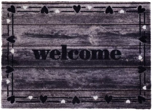 Sdim Πατάκι Εισόδου Μοκέτα με Αντιολισθητικό Υπόστρωμα Ambiance 805 Welcome Wood Hearts 50x75εκ. Πάχους 8mm - -