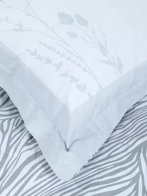 Σετ Παπλωματοθήκη Mocca Μπλε, Γκρι Υπέρδιπλη (1 x 220x240 + 2 Μαξιλαροθήκες Oxford 4 πλευρών 52x72+5)