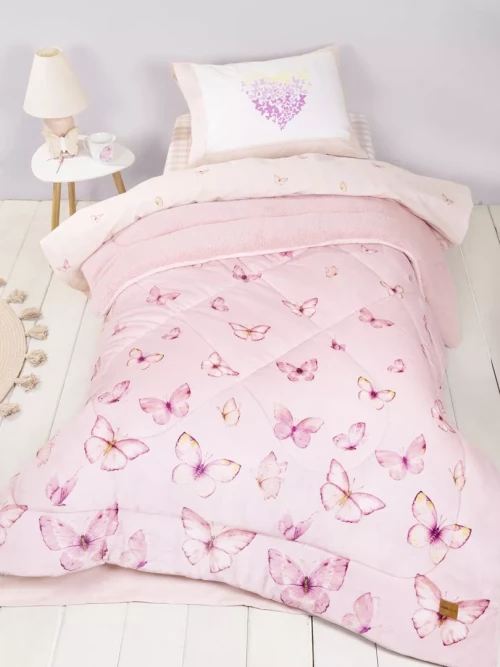 Κουβερτοπάπλωμα Bettina Ροζ Μονό 160x220
