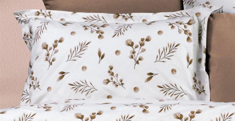 Μαξιλαροθήκη Εμπριμέ Μυρτώ 352 50X70 Beige 100% Cotton Flannel - -
