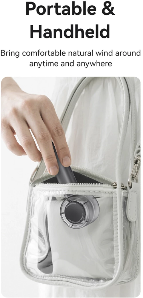 USAMS φορητός ανεμιστήρας LU01 με 5 ταχύτητες, 2000mAh, μαύρος