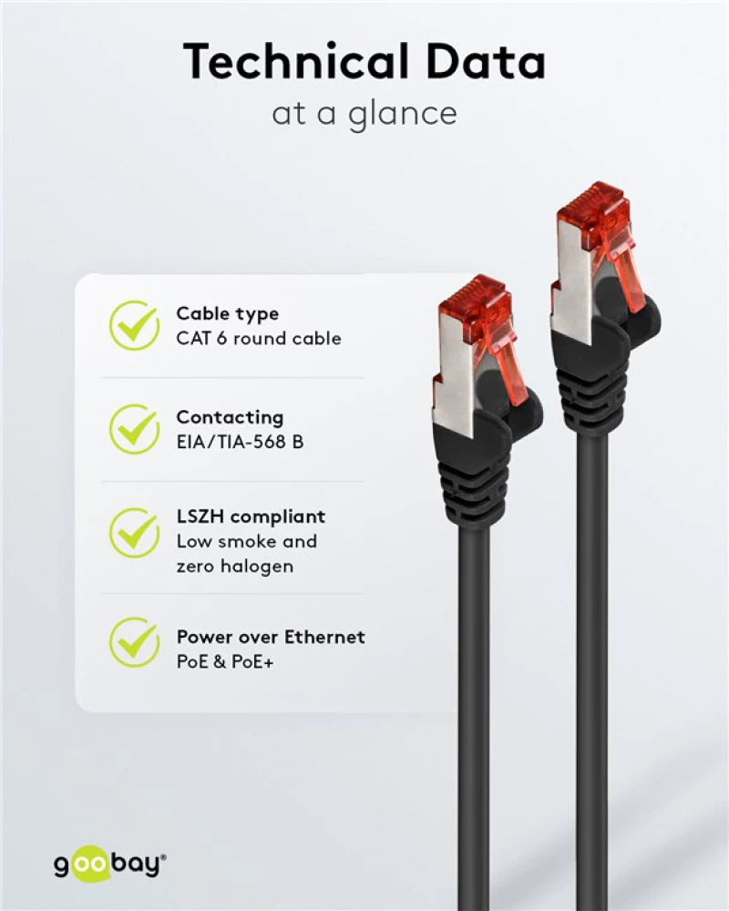 GOOBAY καλώδιο δικτύου 68696, CAT 6 S/FTP, copper, 250MHz, 2m, μαύρο