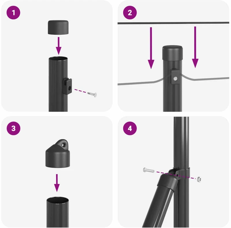 vidaXL Στύλος Περιφράξεων 26 pcs Γκρι Μέγεθος: 3,2 x 3,2 x 110 εκ.