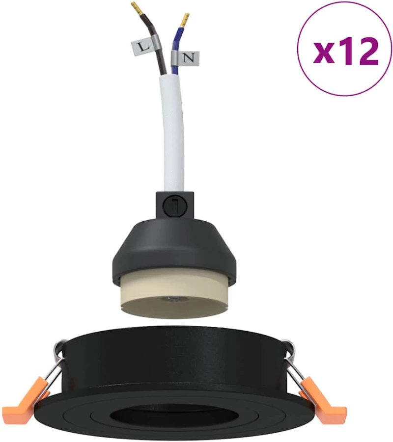 vidaXL Spotlights με προβολείς 12 pcs Μαύρο 9 x 9 x cm Αλουμίνιο