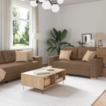 vidaXL Καναπές 2 pcs Καφέ Ύφασμα μείγματος λινών