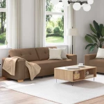 vidaXL Καναπές 2 pcs Καφέ Ύφασμα μείγματος λινών
