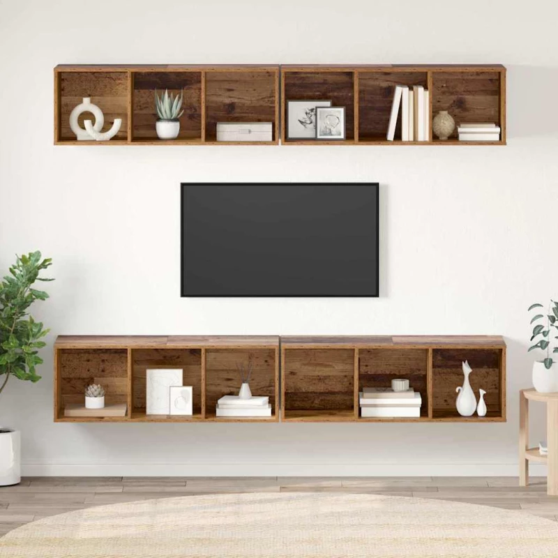 vidaXL Σετ επίπλου τηλεόρασης 4 pcs Παλιό Ξύλο 37 x 37 x 107,5 εκ