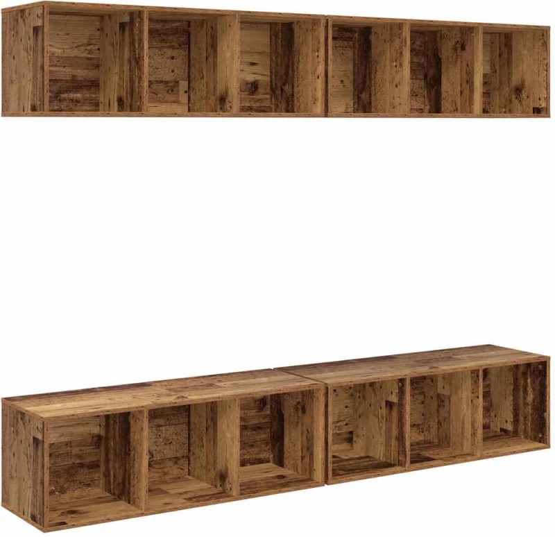 vidaXL Σετ επίπλου τηλεόρασης 4 pcs Παλιό Ξύλο 37 x 37 x 107,5 εκ