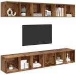 vidaXL Σετ επίπλου τηλεόρασης 4 pcs Παλιό Ξύλο 37 x 37 x 107,5 εκ
