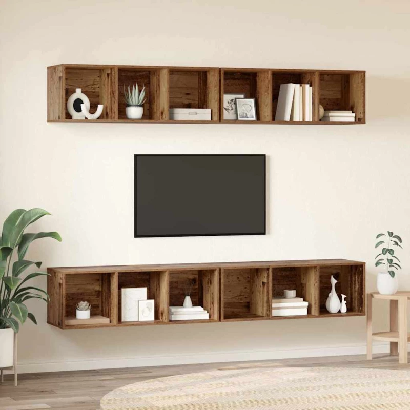 vidaXL Σετ επίπλου τηλεόρασης 4 pcs Παλιό Ξύλο 37 x 37 x 107,5 εκ