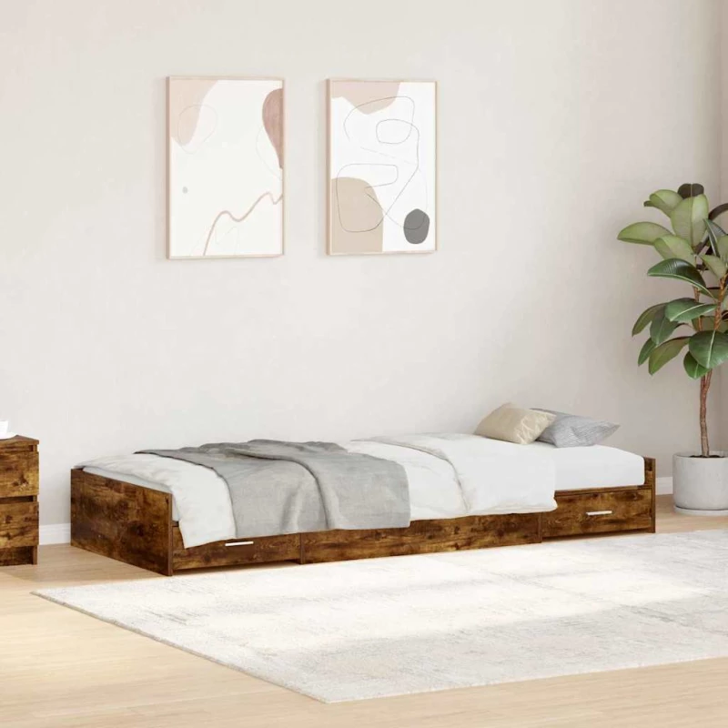 vidaXL Σκελετός Κρεβατιού Καπνιστό Δρύς 80 x 200 cm Επεξεργασμένο ξύλο