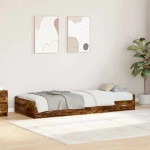 vidaXL Σκελετός Κρεβατιού Καπνιστό Δρύς 80 x 200 cm Επεξεργασμένο ξύλο
