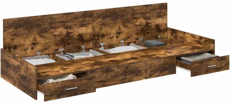 vidaXL Σκελετός Κρεβατιού Καπνιστό Δρύς 80 x 200 cm Επεξεργασμένο ξύλο