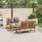 vidaXL Σετ Καναπέ Κήπου Φυσικό Μασίφ ξύλο teak