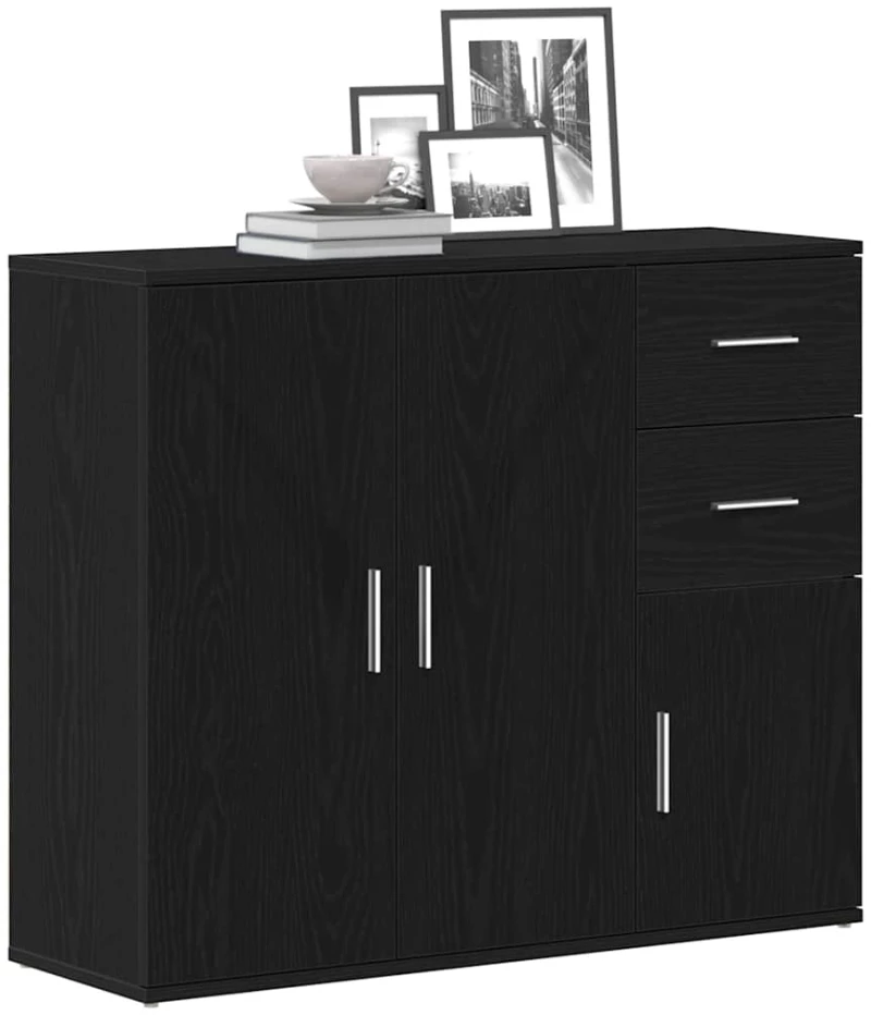 vidaXL Μπουφές Μαύρης Δρυός 91x29,5x75 εκ. από Τεχνητό Ξύλο