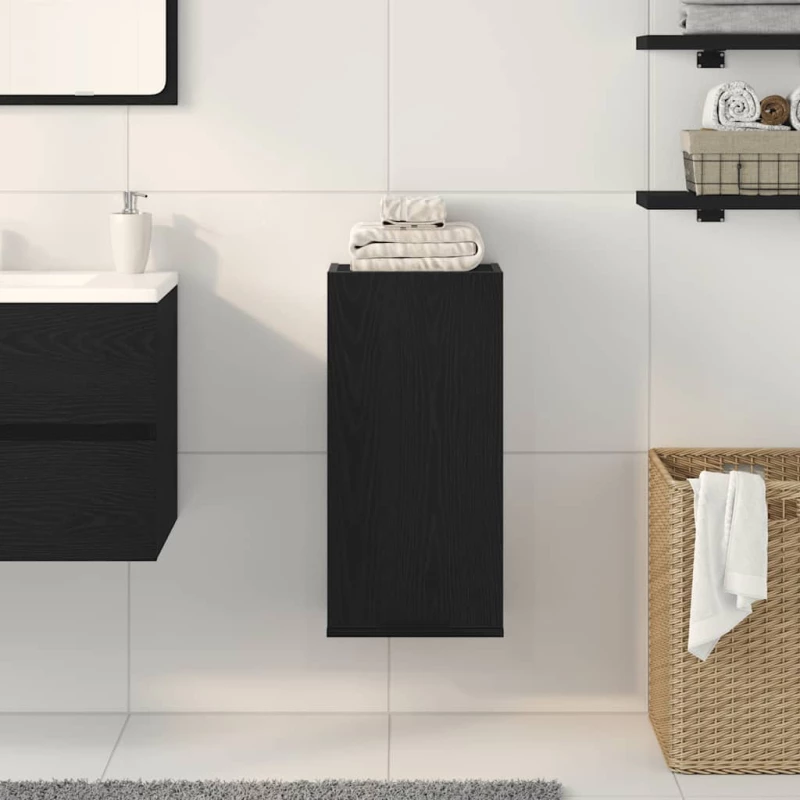 vidaXL Ντουλάπι Τοίχου Μαύρο Δρυς 32x20x67 εκ. από Τεχνητό Ξύλο