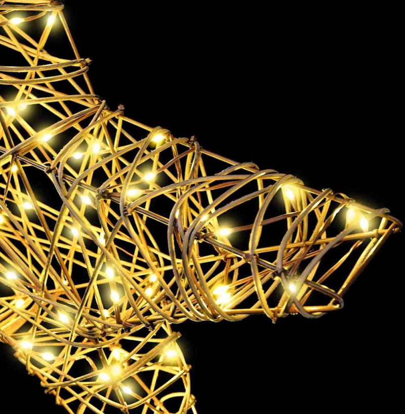 vidaXL 3D Αστέρι με 50 LED Θερμό λευκό 55 x 52.5 x 9 εκ Ρατάν