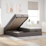 vidaXL Οθωμανικό κρεβάτι με στρώματα Taupe 160x200cm ύφασμα
