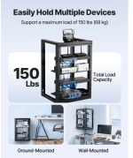VEVOR 15U Wall Mount Server Rack, 68.04 kg Max Load Capacity, Open Frame Network Rack with 180 Degrees Gate Swing Door, Carbon Steel, Ideal for IT Network Equipment & AV Devices Computer Server, Black