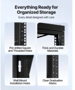 VEVOR 15U Wall Mount Server Rack, 68.04 kg Max Load Capacity, Open Frame Network Rack with 180 Degrees Gate Swing Door, Carbon Steel, Ideal for IT Network Equipment & AV Devices Computer Server, Black