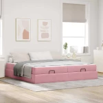 vidaXL Σκελετός Κρεβατιού Ροζ 200 x 200 cm Βελούδο