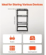 VEVOR 20U Open Frame Network Rack, 585 mm Depth, Wall Mounted or Floor Standing Server Rack, Heavy Duty 4 Post, with Vented Shelves & Mounting Hardware, Holds All Your Networking IT Equipment AV Gear