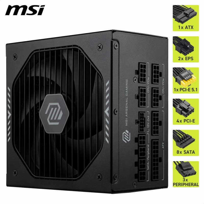 Τροφοδοσία Ρεύματος MSI 306-7ZPIY11-CE0 850 W 80 Plus Gold ATX