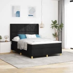 vidaXL Κρεβάτι με ελατήριο με στρώμα Μαύρο 140 x 190 cm ύφασμα