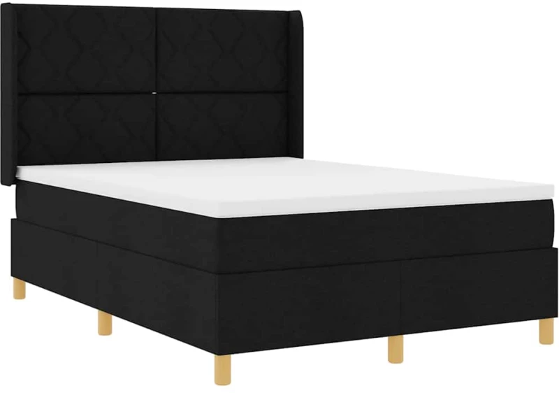 vidaXL Κρεβάτι με ελατήριο με στρώμα Μαύρο 140 x 190 cm ύφασμα