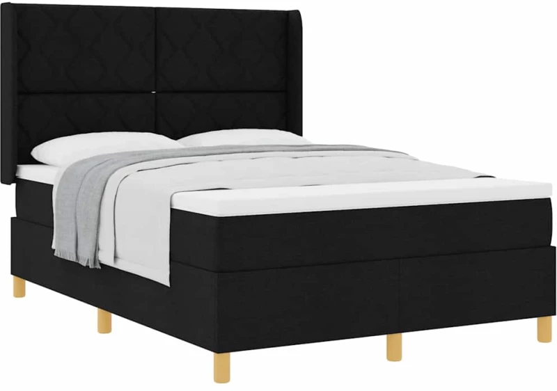 vidaXL Κρεβάτι με ελατήριο με στρώμα Μαύρο 140 x 190 cm ύφασμα