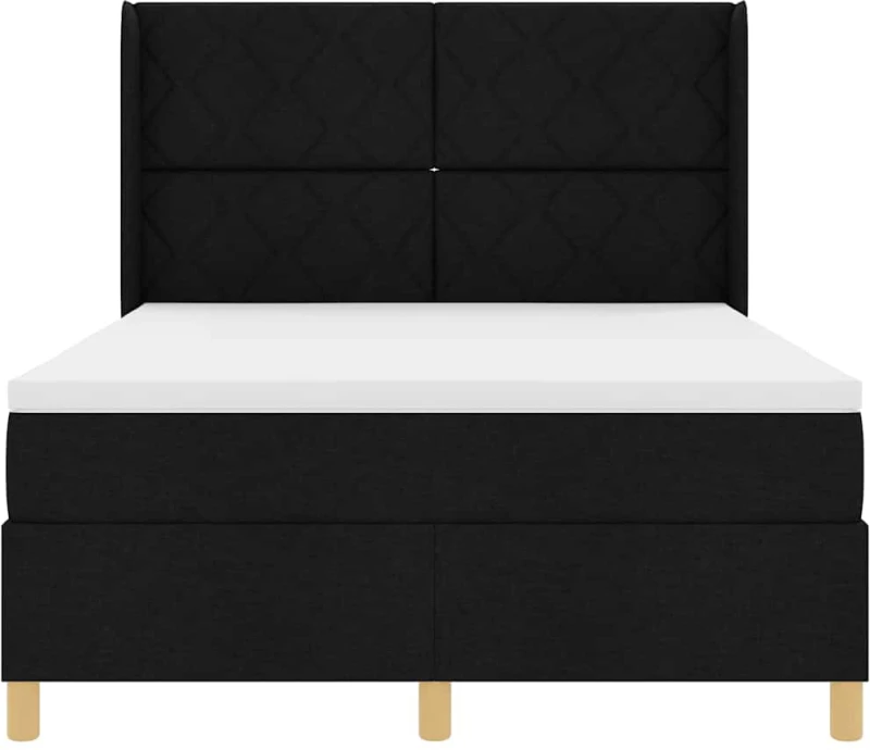 vidaXL Κρεβάτι με ελατήριο με στρώμα Μαύρο 140 x 190 cm ύφασμα